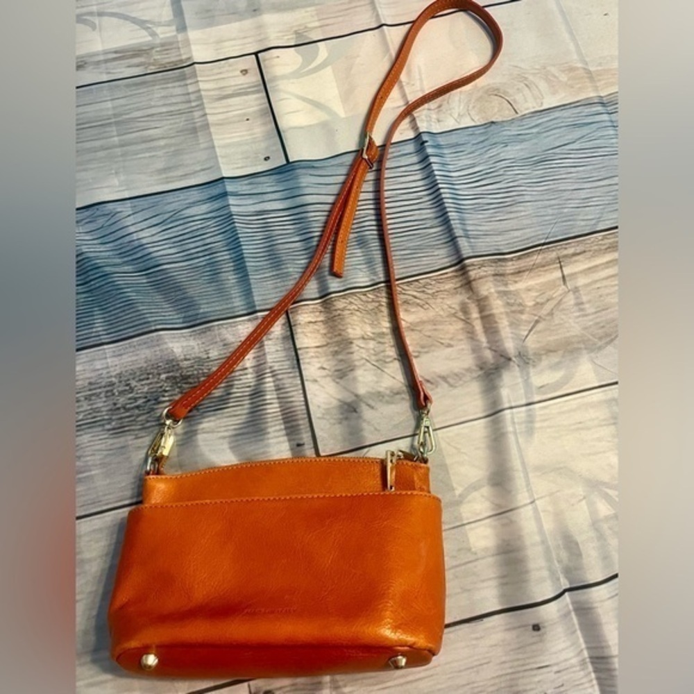 Divina Firenze Orange Leather Satchel Purse Handbag Made in Italy Handmade 🔥GUC​